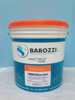 THERMO-GUM per esterni, Idropittura nanostrutturata con effetto termoisolante e termoriflettente e buone caratteristiche di elasticità, idroreppellente, antialga. Bianco 15 litri Barozzi