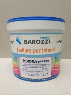THERMO-GUM per esterni, Idropittura nanostrutturata con effetto termoisolante e termoriflettente e buone caratteristiche di elasticità, idroreppellente, antialga. Bianco 5 litri Barozzi